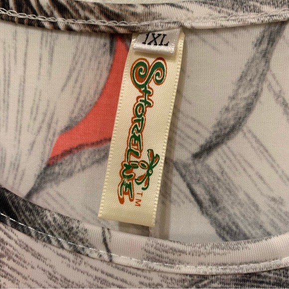 Shoreline White & Orange Floral Cold Shoulder Tunic Top Sz 1X - Picture 4 of 6